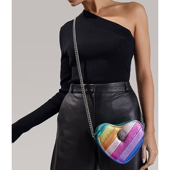 Kurt Geiger London Kensington Rainbow Leather Heart Crossbody Bag - Picture 5 of 8